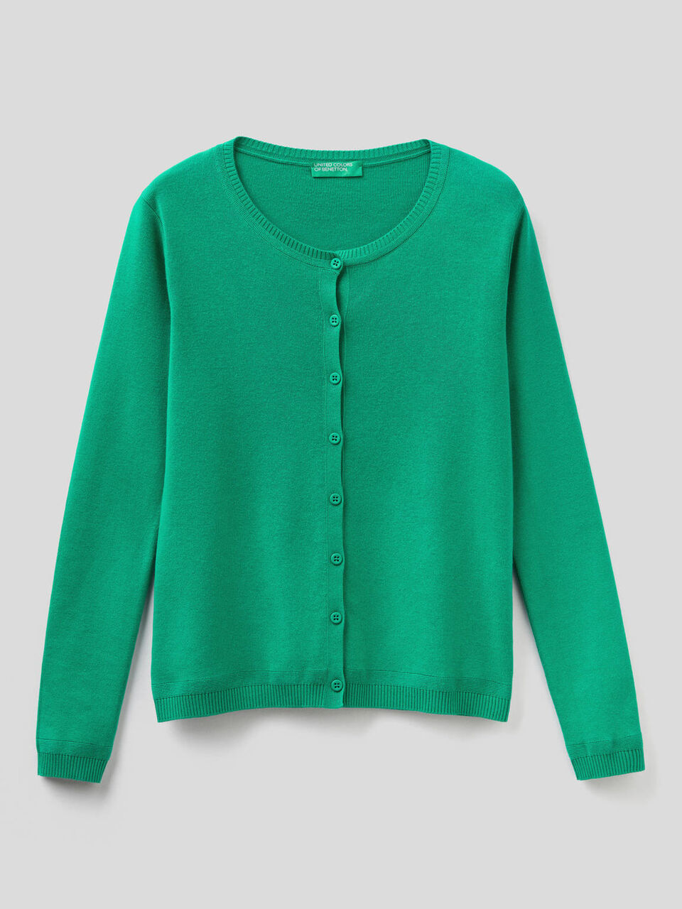 Pure cotton crew neck cardigan image number 1
