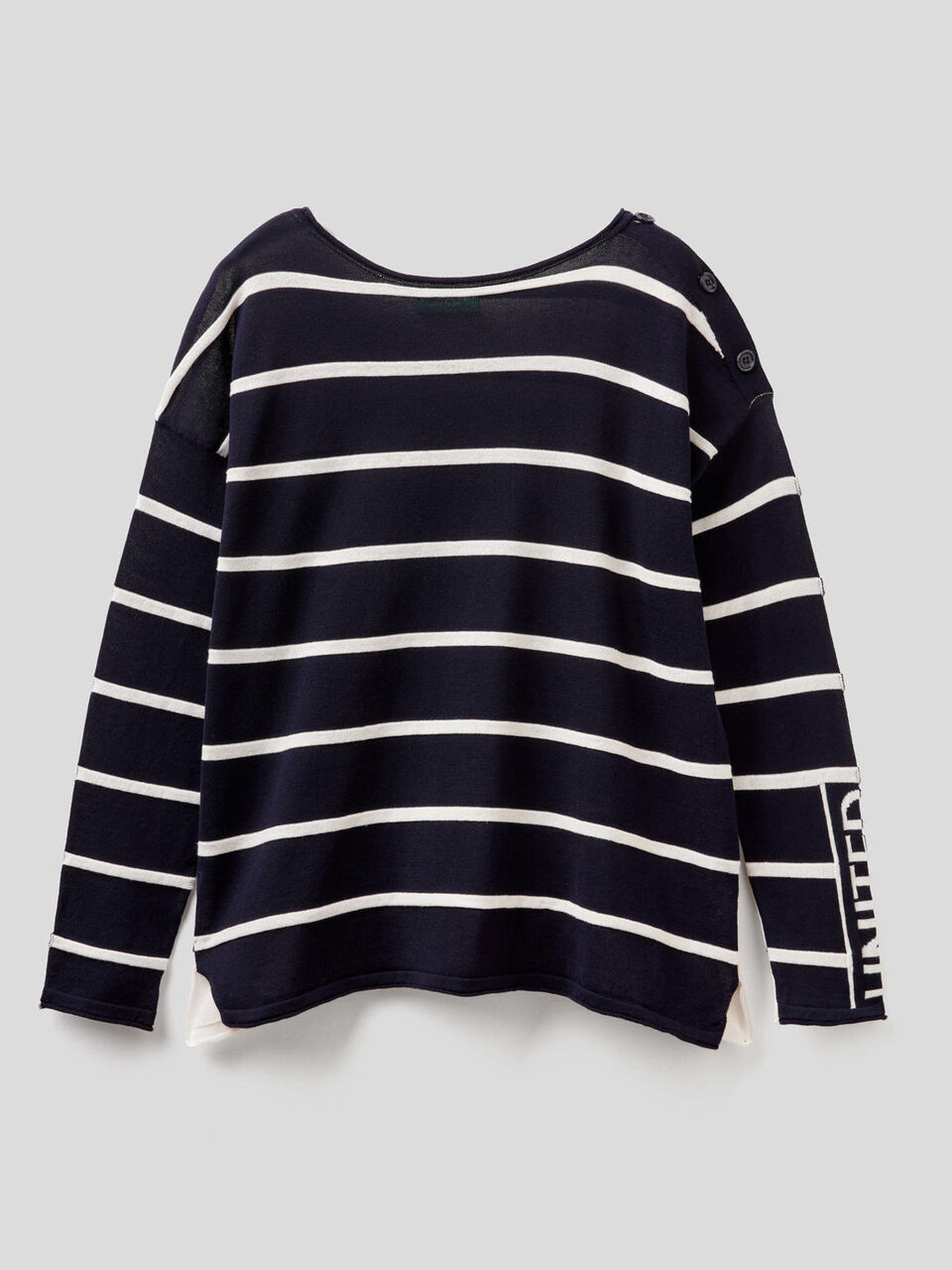 Striped 100% cotton sweater image number 1