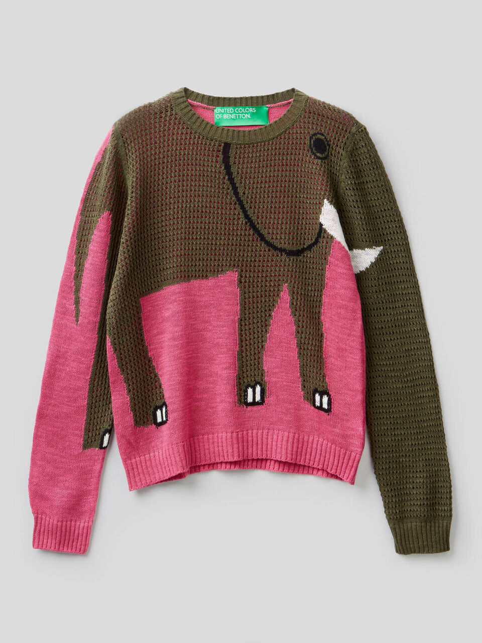 Sweater with open-knit inlay image number 1