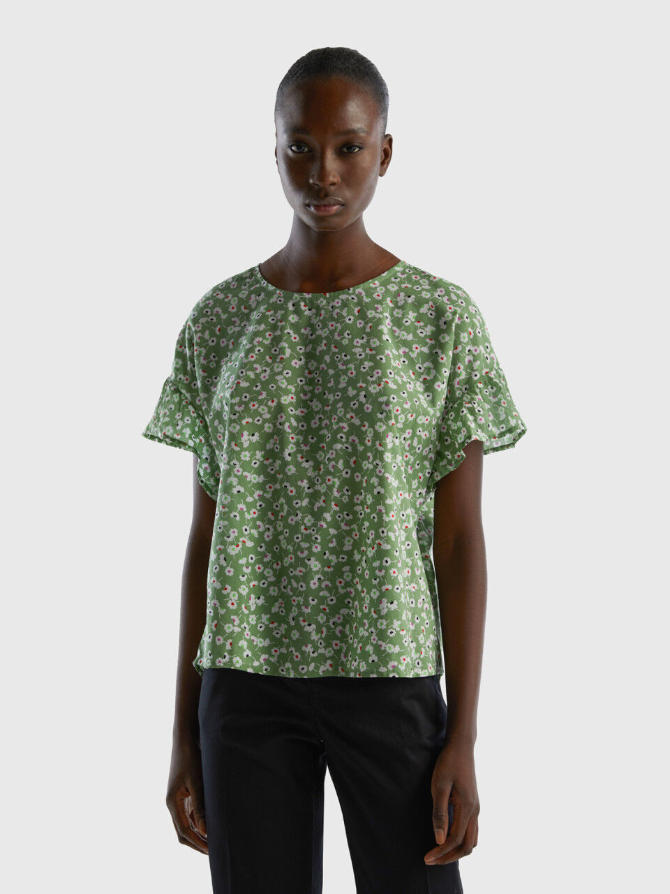 Patterned blouse in pure cotton