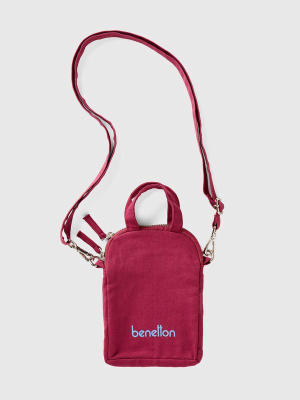 Burgundy cell phone holder in pure cotton