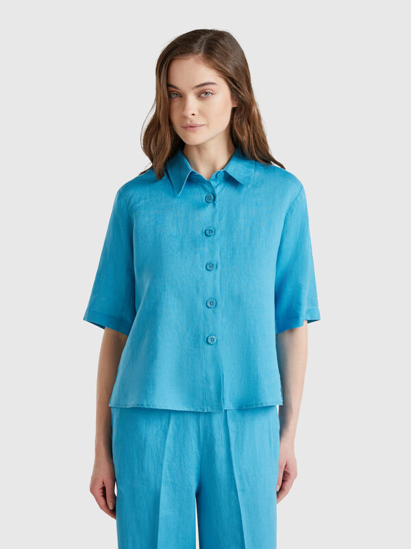 Short shirt in pure linen Women