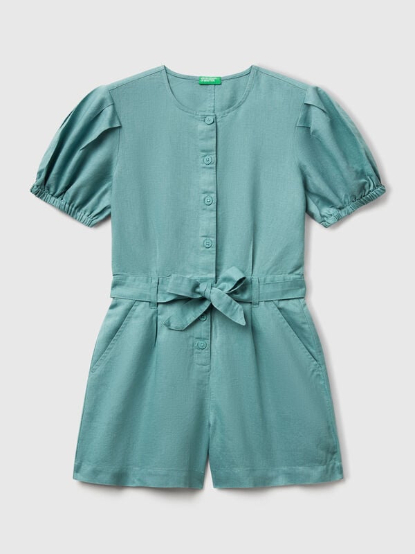 Jumpsuit with sash in linen blend Junior Girl