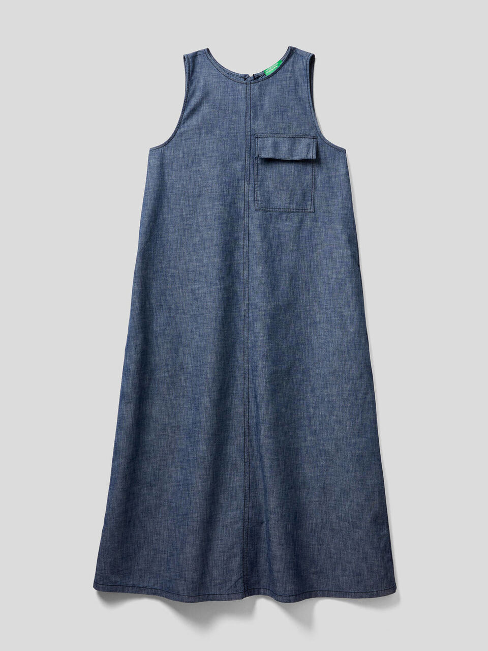 Maxi sleeveless denim look dress image number 1