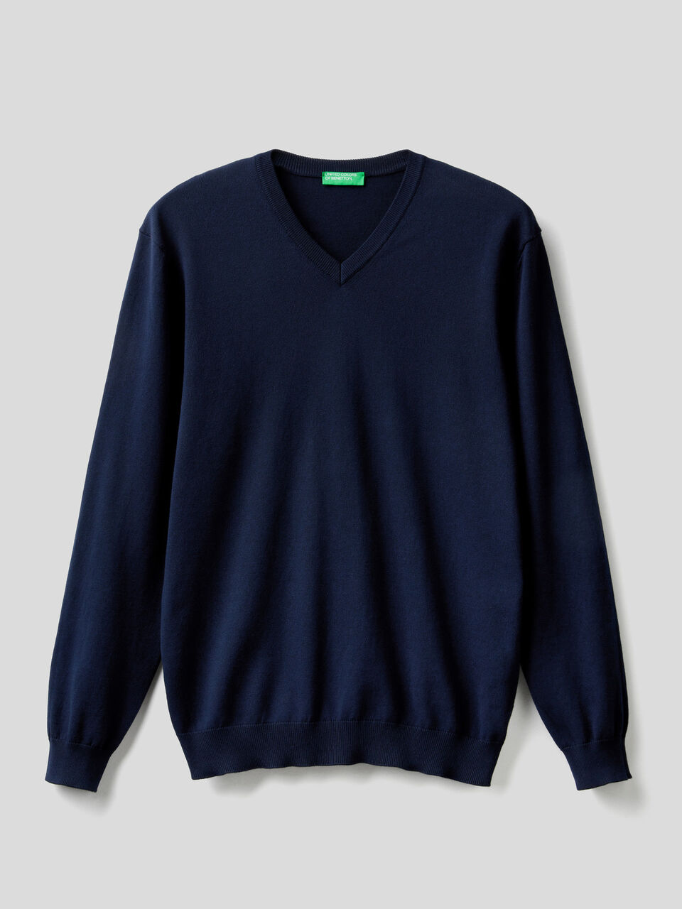Pure cotton sweater with V-neck image number 1