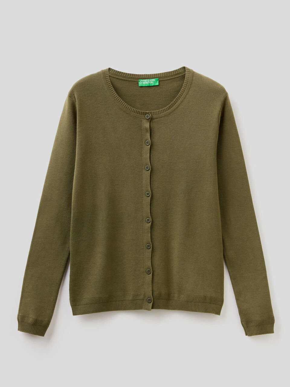Pure cotton crew neck cardigan image number 1