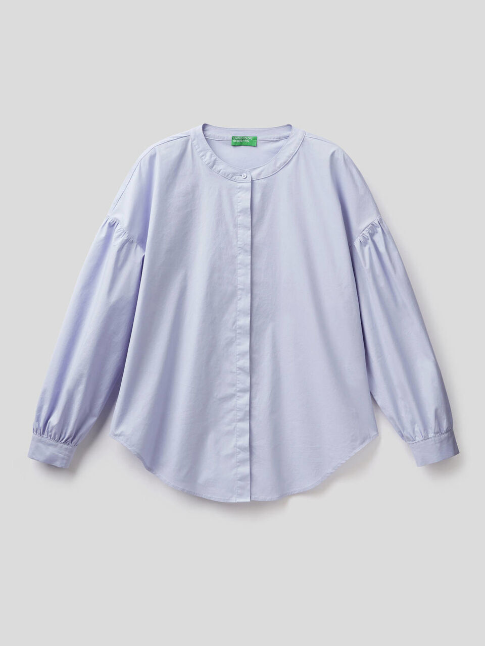 Blouse in stretch cotton with puff sleeve image number 1