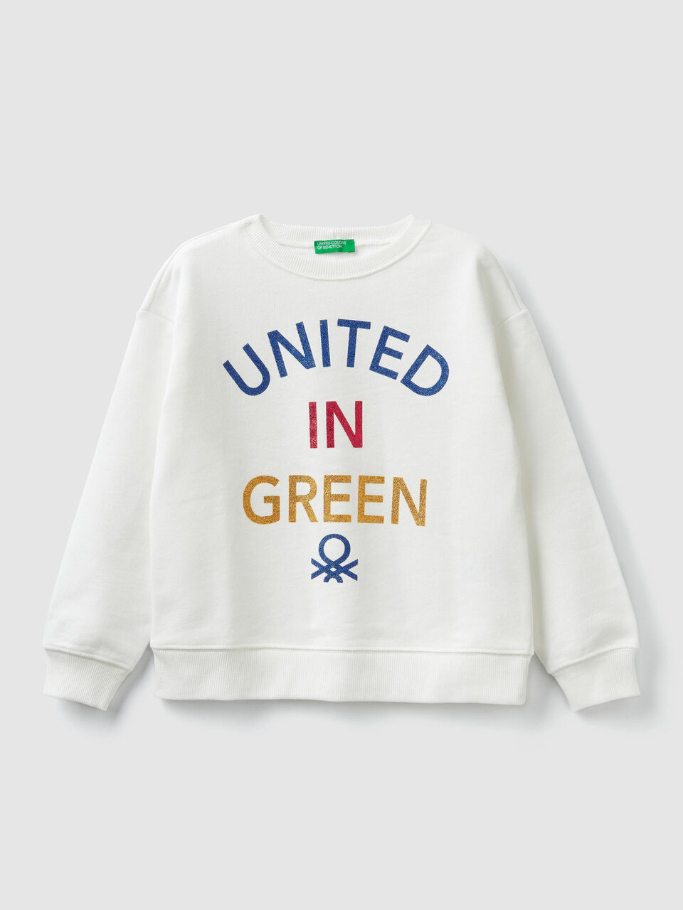 Crew neck sweatshirt with glittery print image number 1