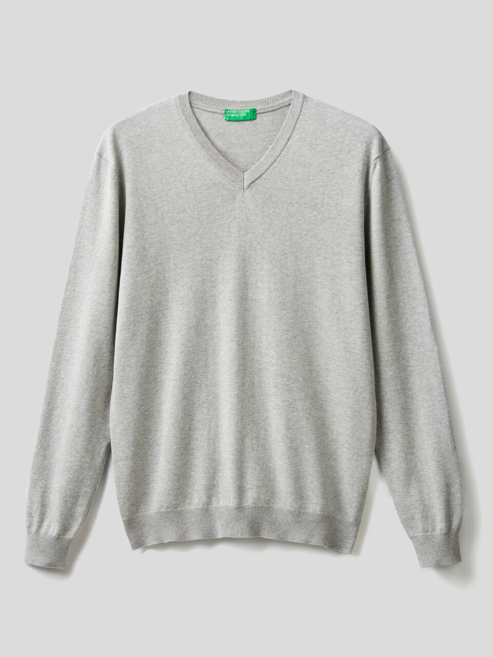 Pure cotton sweater with V-neck image number 1