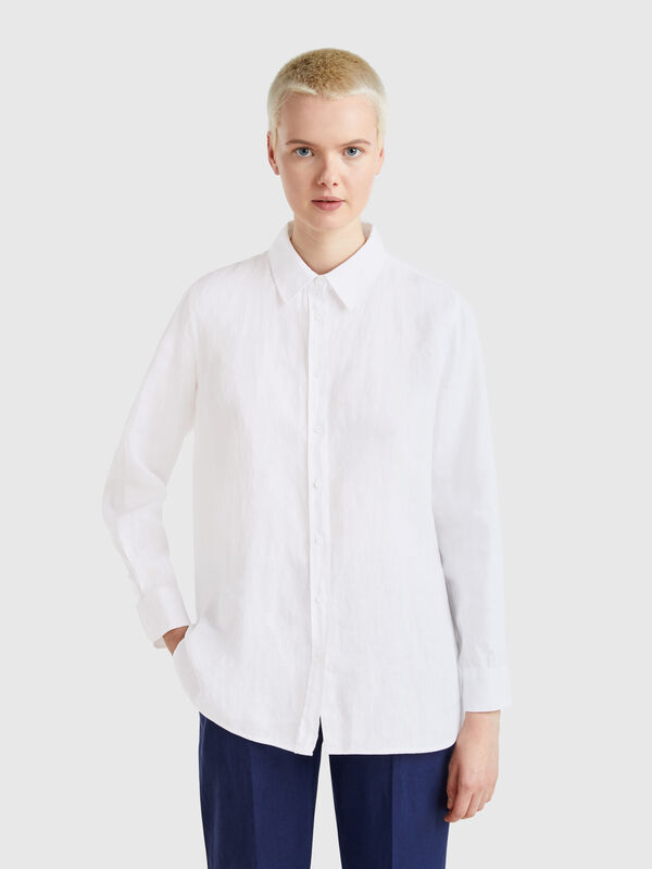 Long shirt in pure linen Women