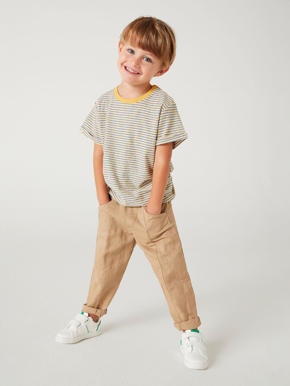 Long trousers in linen blend image number 1