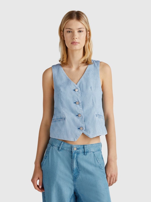 Vest in chambray Women