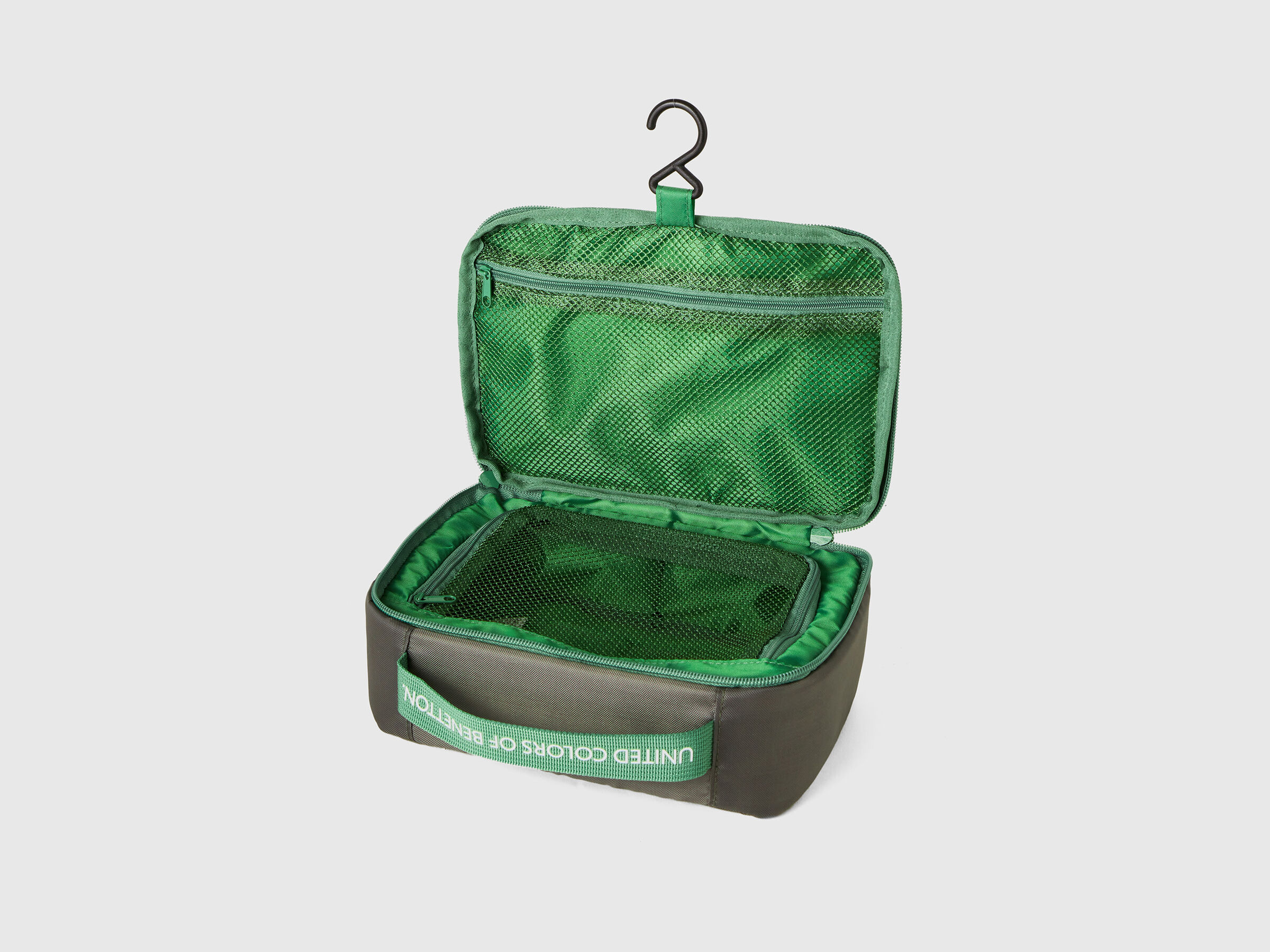 Military green travel toiletry bag with hook image number 2