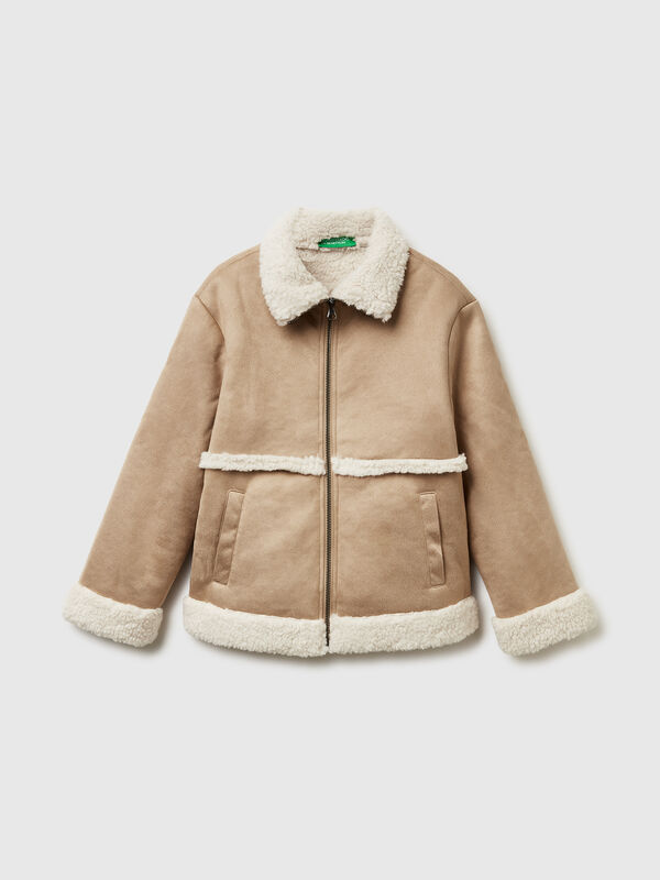 Jacket with suede look collar Junior Girl