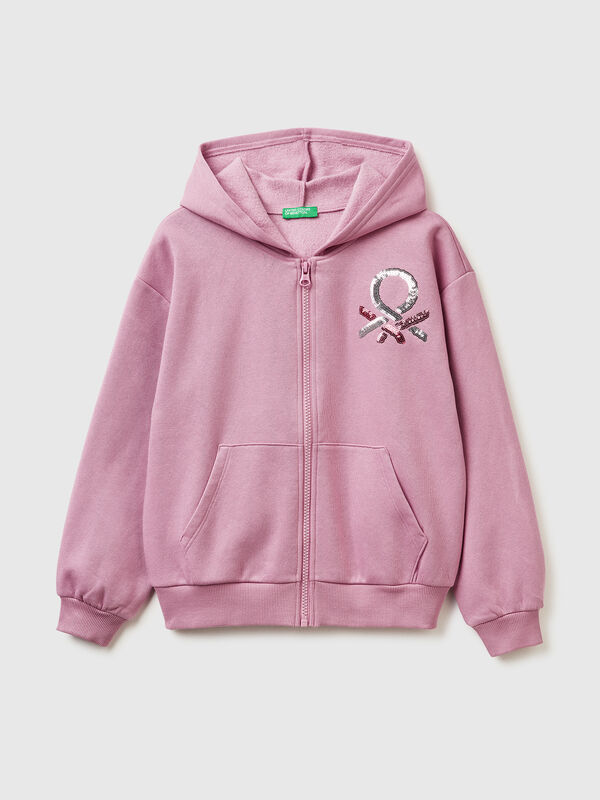 Sweatshirt with zip and sequins Junior Girl