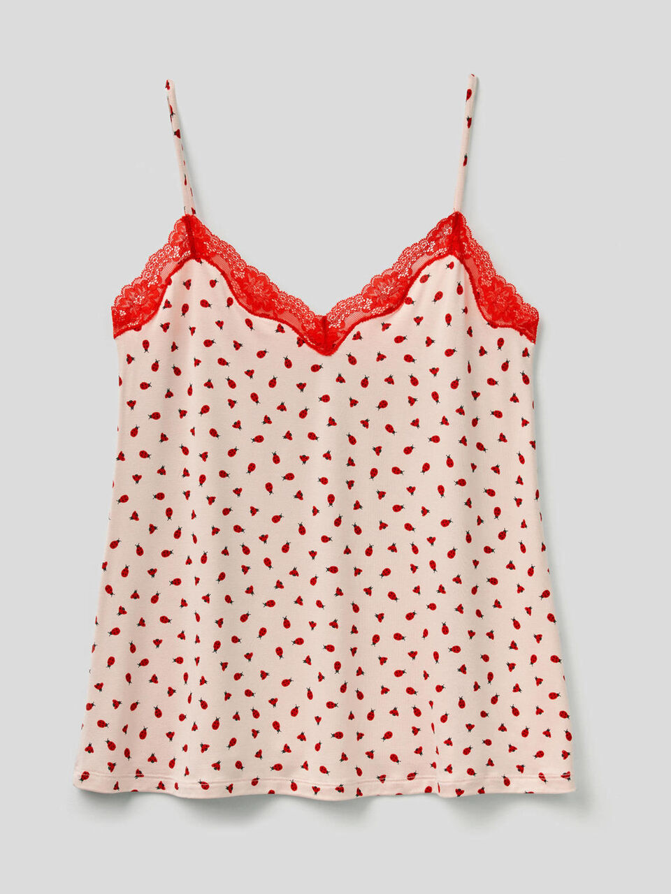 Patterned camisole with lace image number 1