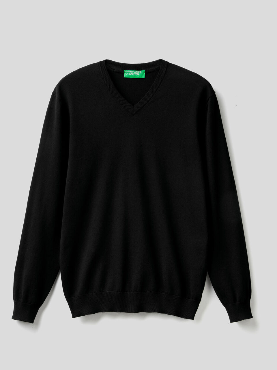 Pure cotton sweater with V-neck image number 1