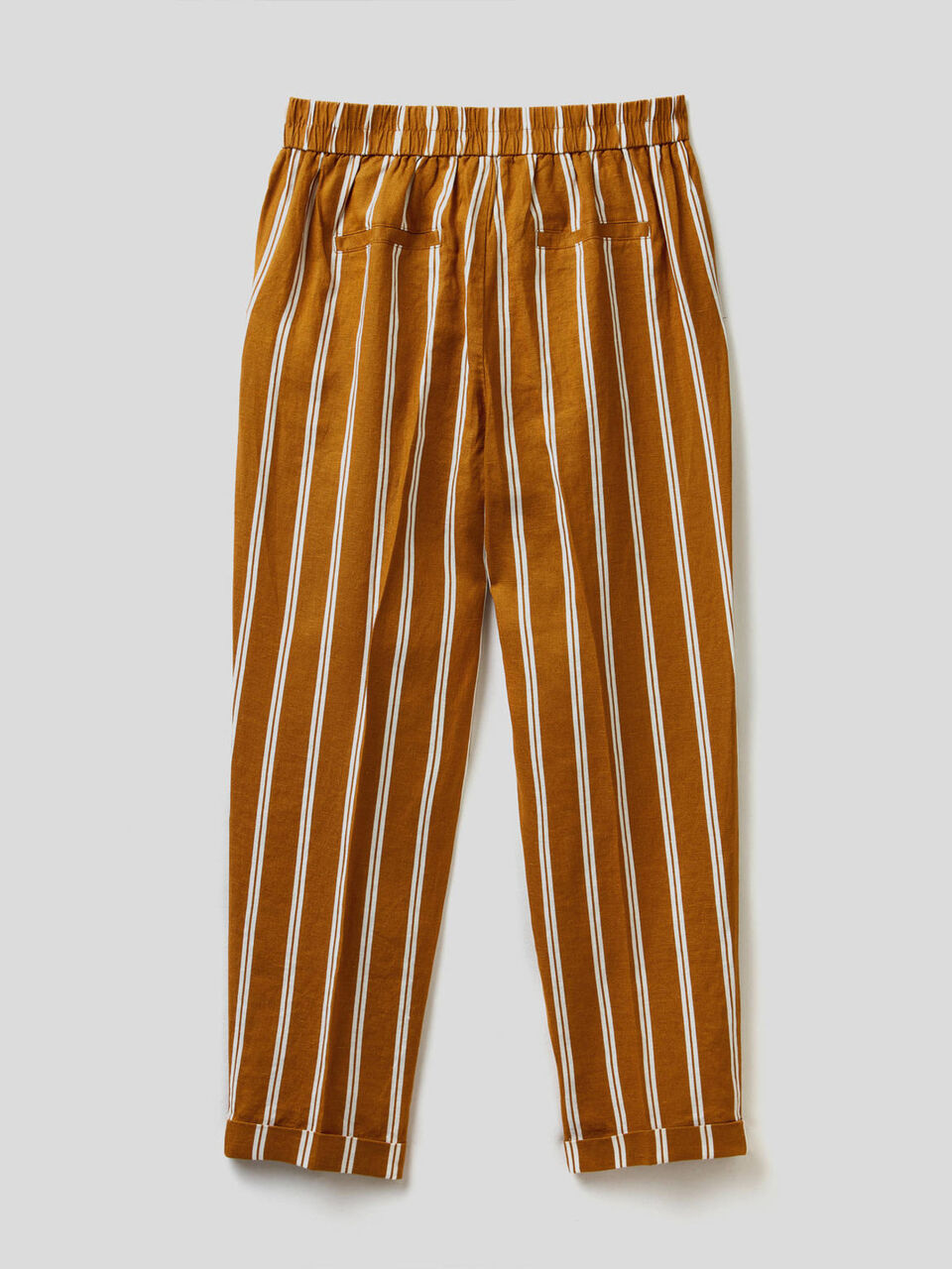 Trousers in 100% linen with pattern print image number 2