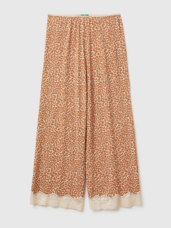 Animal print trousers with lace Women