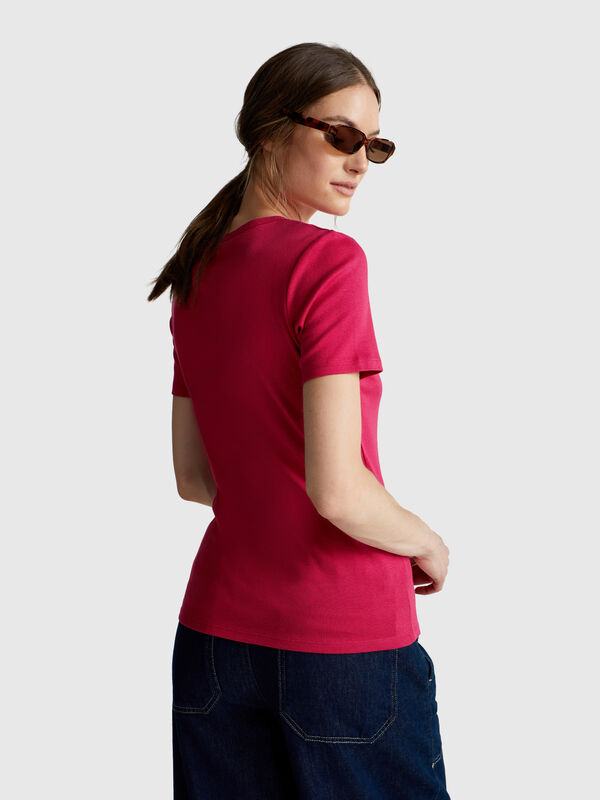 T-shirt in 100% cotton with glitter print logo Women