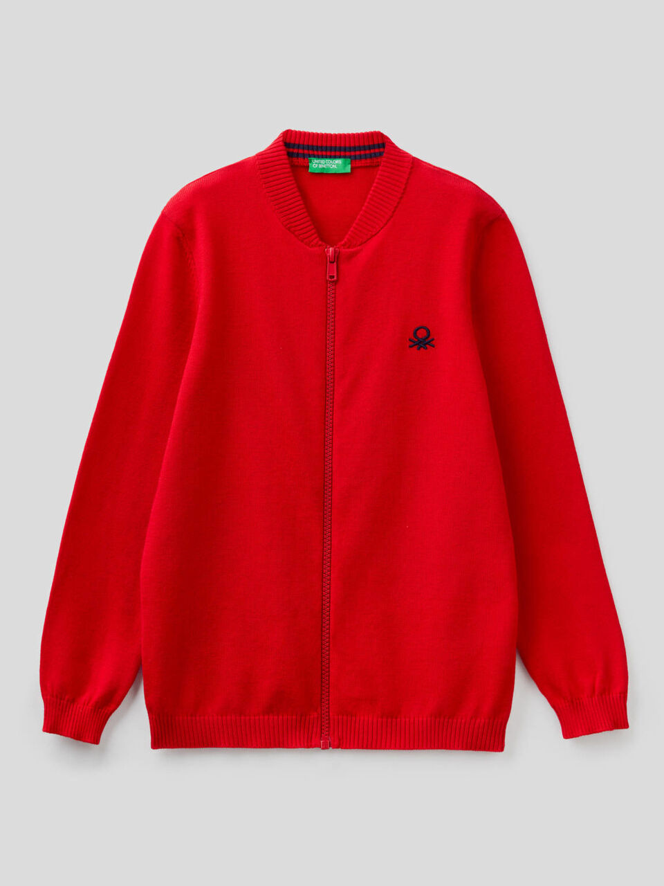 Zip-up cardigan in pure cotton image number 1