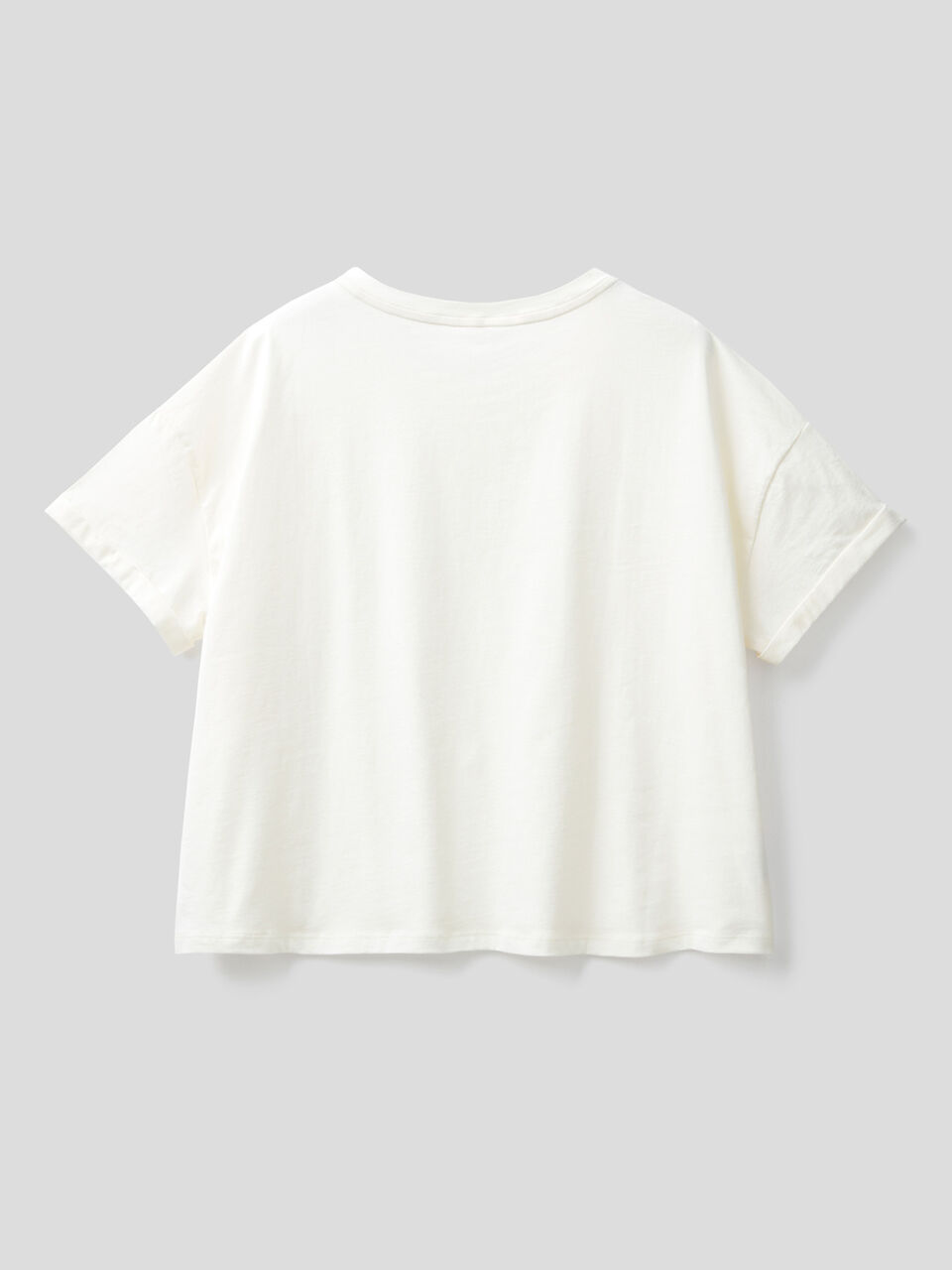 Cropped t-shirt in long fiber cotton image number 2