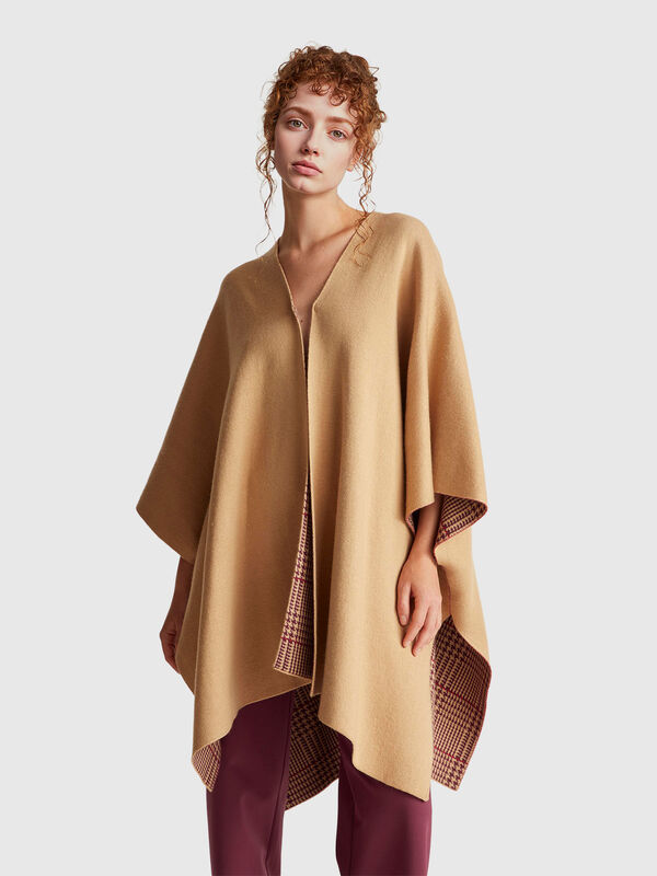 Reversible poncho in cashmere blend Women