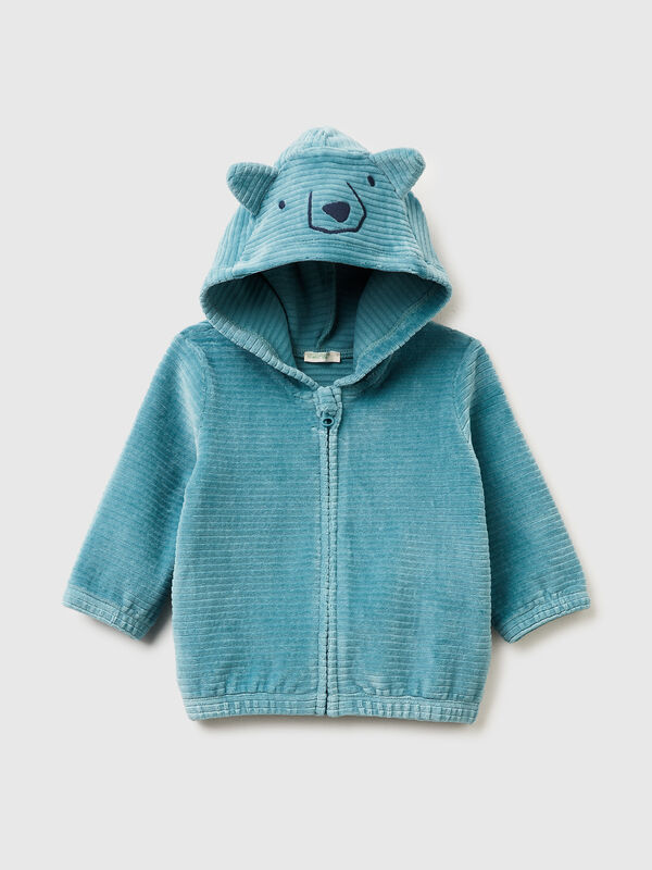 Sweatshirt in chenille with hood New Born (0-18 months)