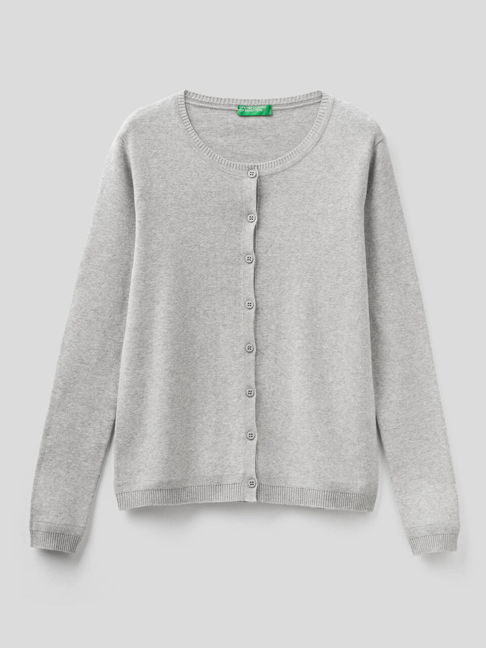 Pure cotton crew neck cardigan image number 1