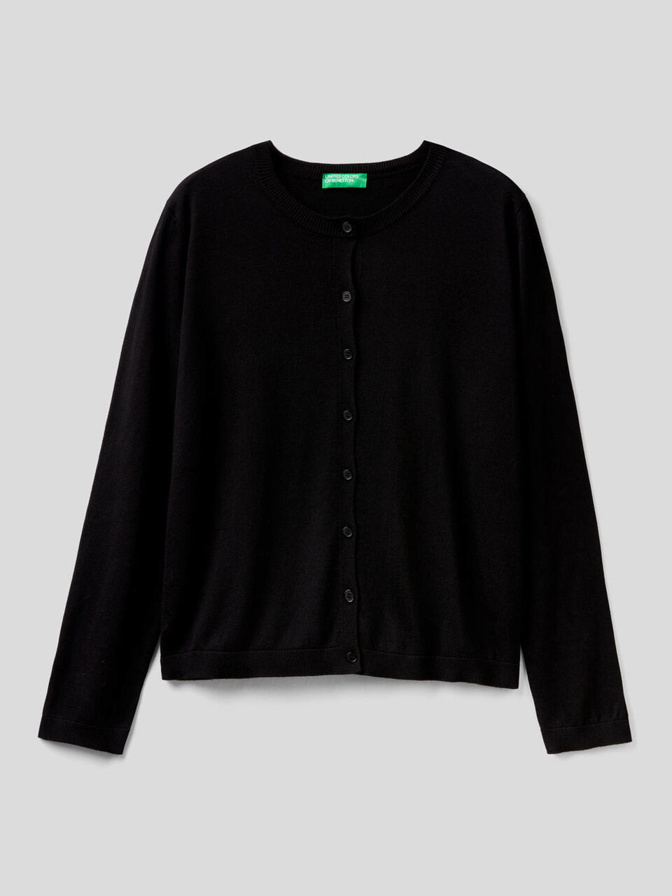 Cotton blend crew neck cardigan image number 1