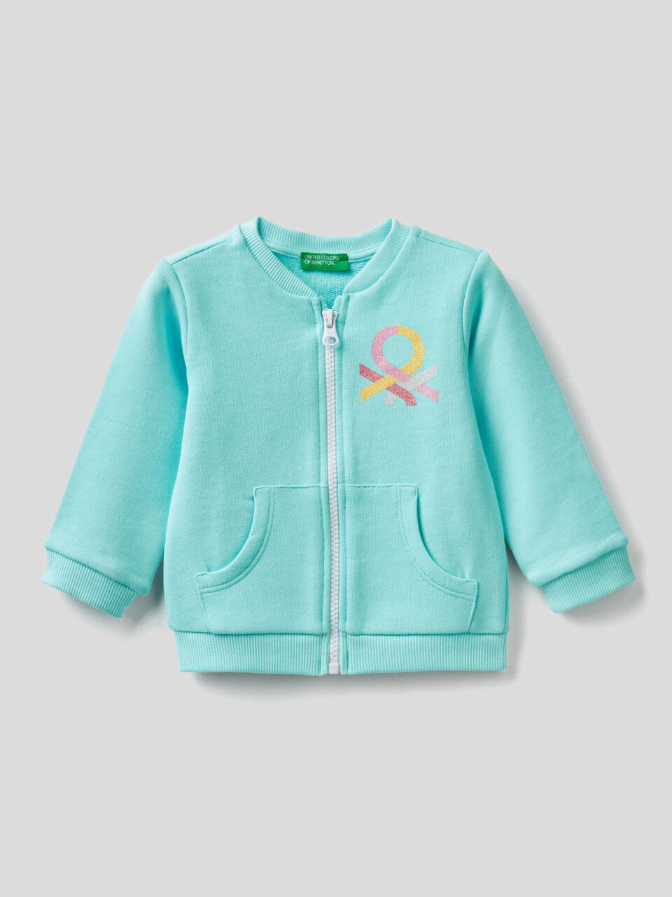 Sweatshirt with zip in organic cotton image number null