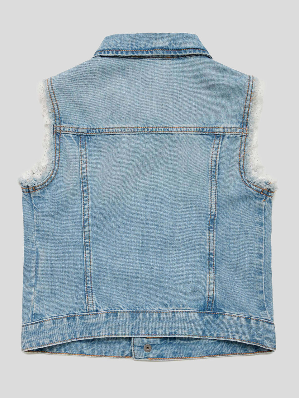 Denim vest with lace image number 2