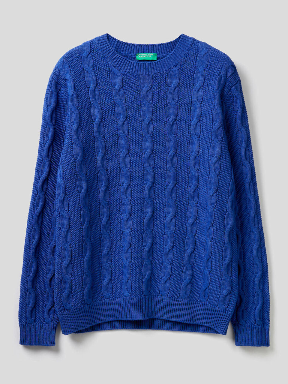 Crew neck cable knit sweater Men image number 1