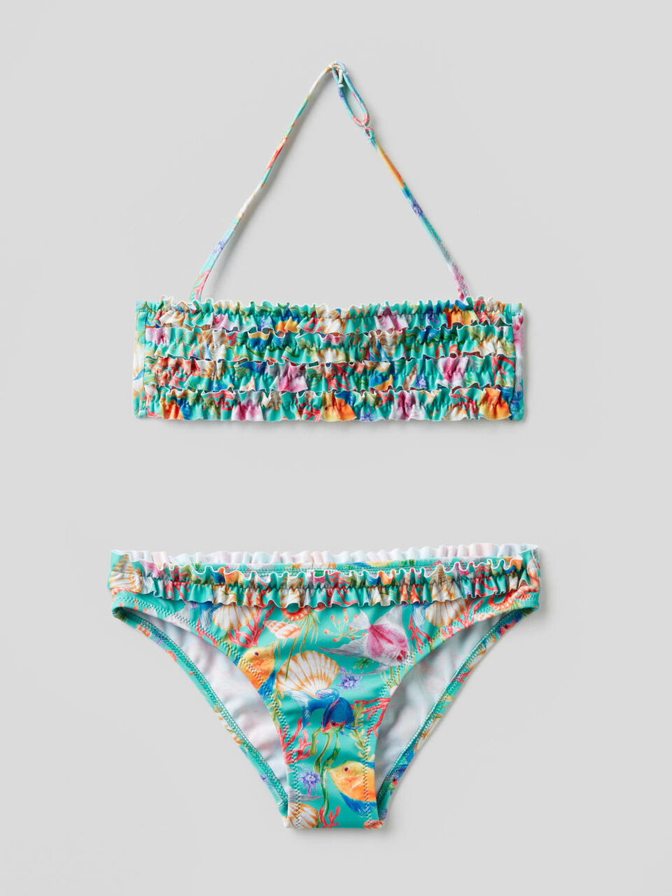 Patterned bikini with rouches image number 1