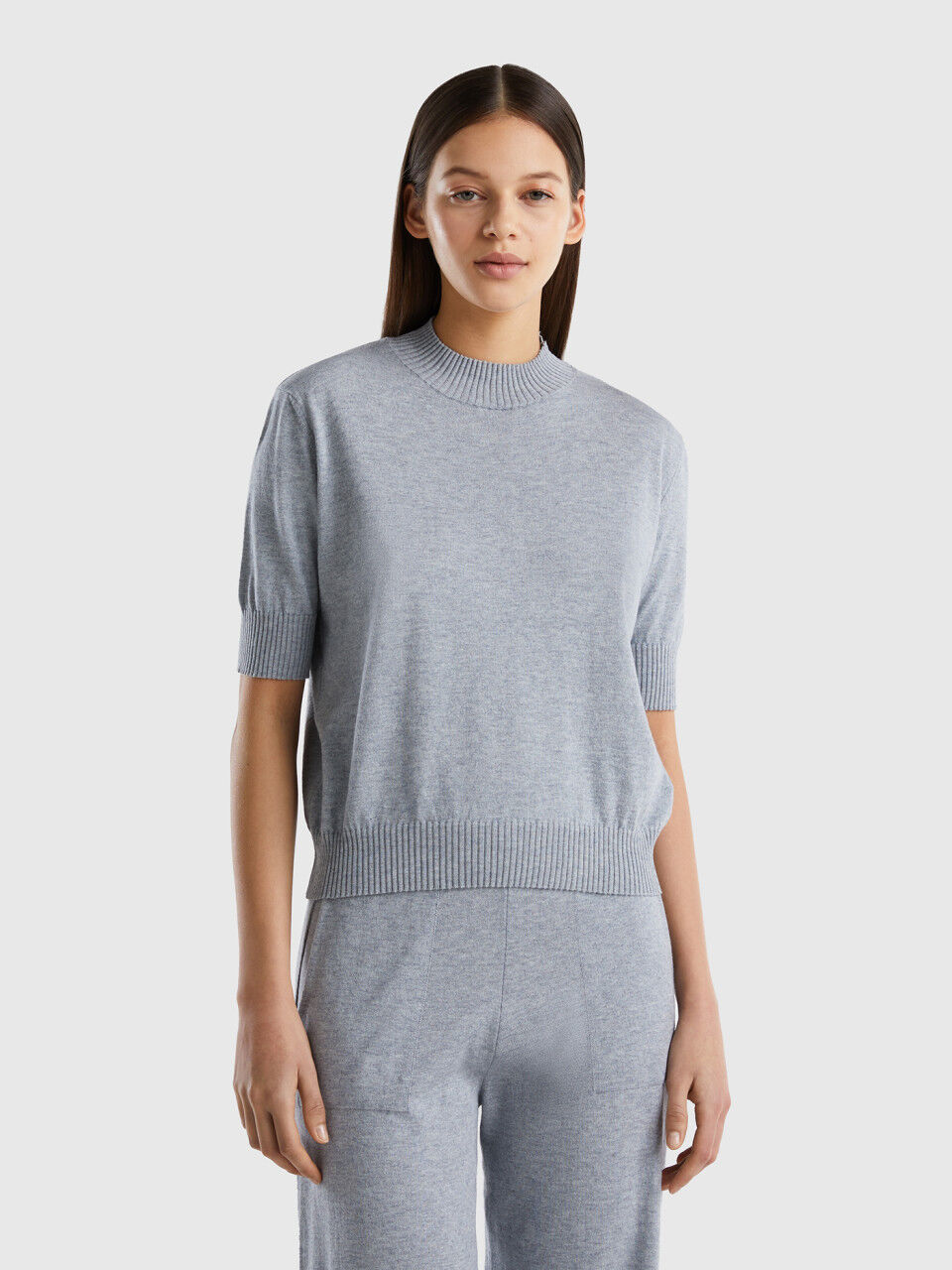 Short sleeve top in cashmere blend